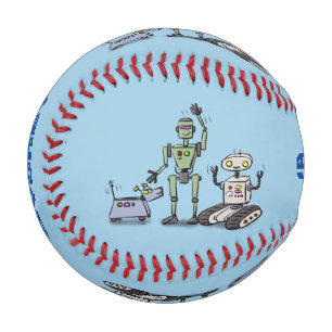 Balle De Baseball Joyeux joli dessin de trois robots trio