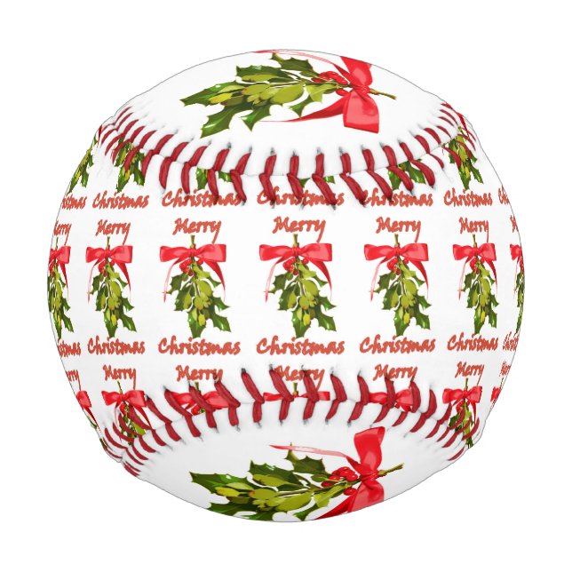 Balle De Baseball joyeux mistletoe de Noël (Devant)
