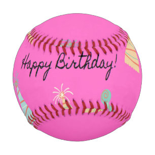 Balle De Baseball Joyeux rose anniversaire