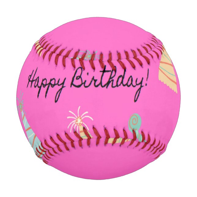 Balle De Baseball Joyeux rose anniversaire (Devant)