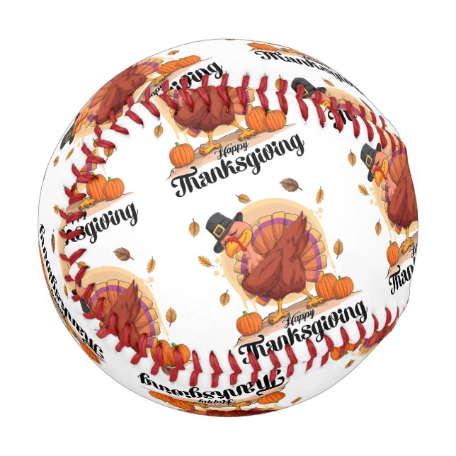 Balle De Baseball Joyeux Thanksgiving  (Dos Droite)
