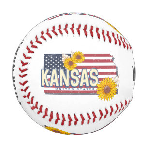 Balle De Baseball Kansas États-Unis Retro State Map Vintage USA