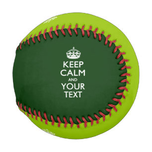 Balle De Baseball KEEP CALM personnalisé et votre texte en vert