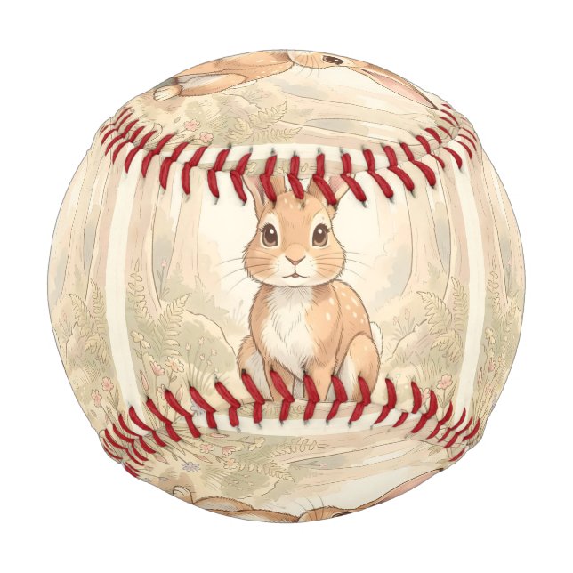 Balle De Baseball Lapin brun mignon dans une forêt (Devant)