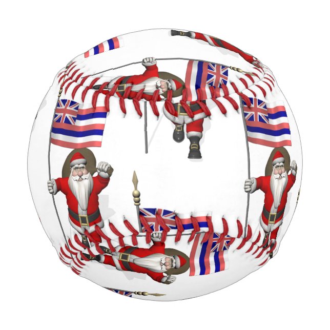 Balle De Baseball Le Père Noël Avec Drapeau D'Hawaï (Dos)