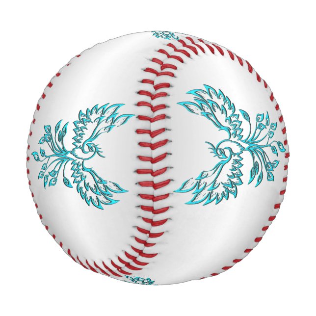Balle De Baseball Le phénix bleu sarcelle s'élève sur argent (Angle)
