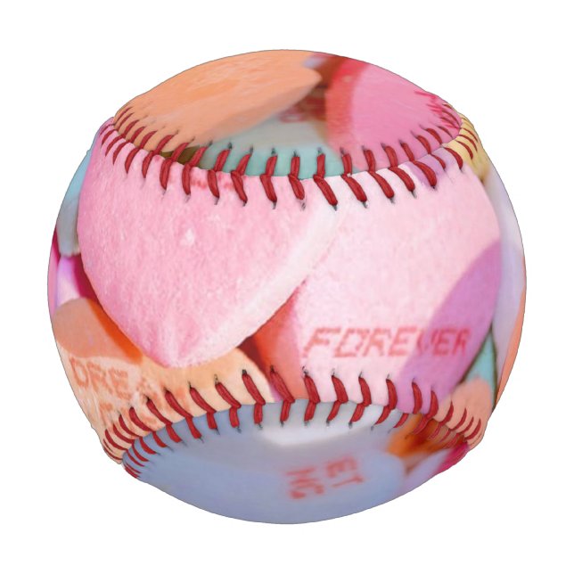 BALLE DE BASEBALL LES COEURS DE LA BOUGIE DE VALENTINE (Devant)