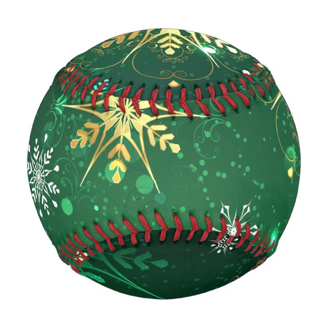 Balle De Baseball Les flocons dorés de Noël sur l'Arrière - plan ver (Devant)