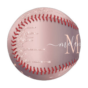 Balle De Baseball Lettre de nom personnalisée rose Gold Parties scin