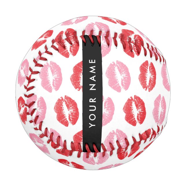Balle De Baseball Lèvres Rouges, Lèvres Roses, Baiser, Votre Nom, Pe (Devant Gauche)