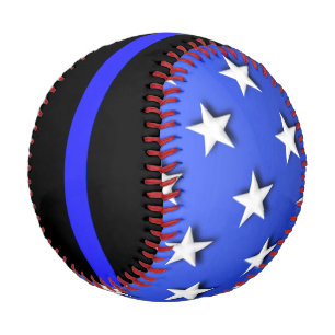Balle De Baseball Ligne Bleue fine Grosse étoile et rayures