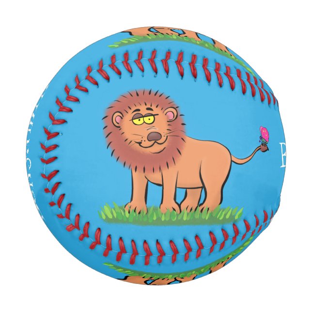 Balle De Baseball Lion joyeux avec dessin animé de papillon (Devant Gauche)