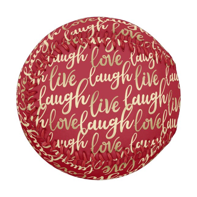 Balle De Baseball Live Laugh Love Faux Gold Letting (Devant Gauche)