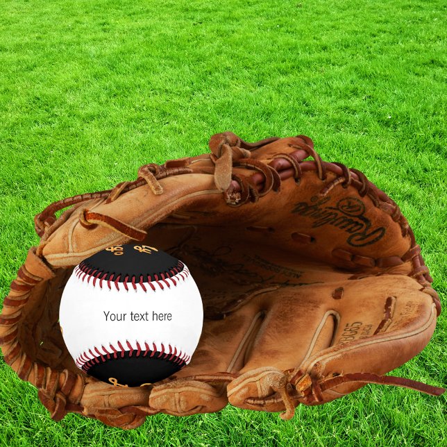 Balle De Baseball Logo de l'entreprise texte blanc noir (Créateur téléchargé)