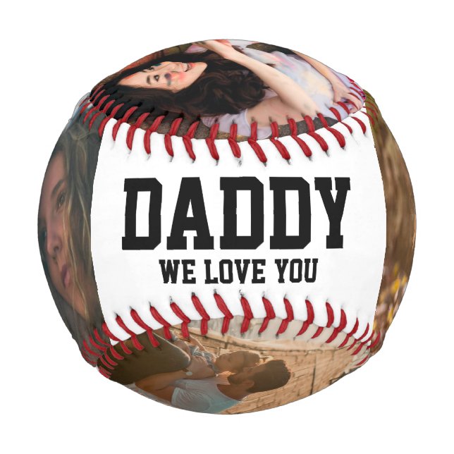 Balle De Baseball Love daddy ever 5 photos grille collage père jour (Dos)