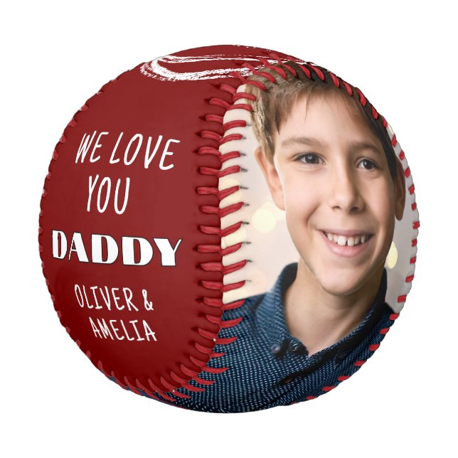 Balle De Baseball Love You Daddy 2 Photo Collage Fête des pères (Angle)