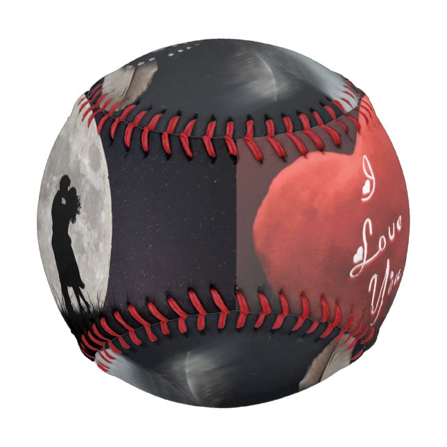 Balle De Baseball Lover's Under Midnight Moon Valentine’s Baseball (Devant)