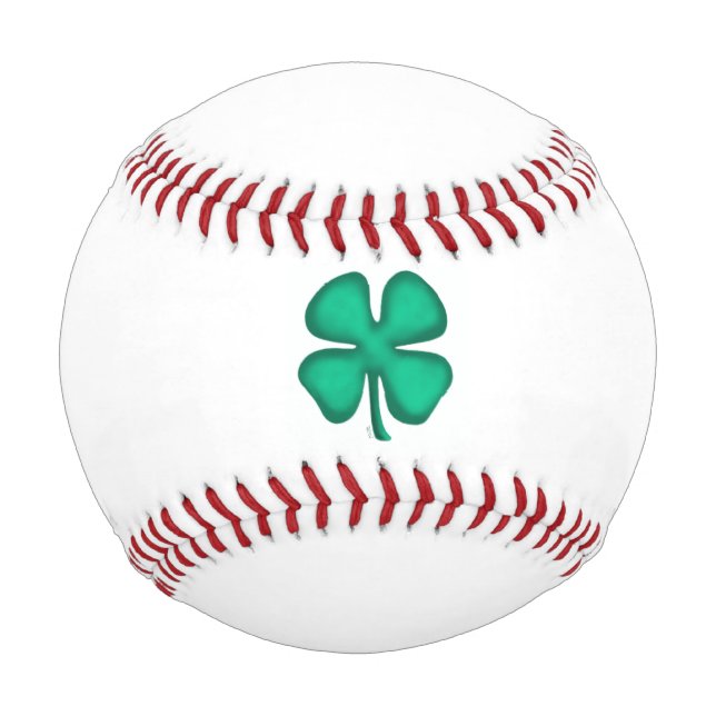 Balle De Baseball Lucky 4 Leaf Irish Clover baseball blanc (Devant)