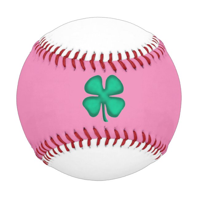Balle De Baseball Lucky 4 Leaf Irish Clover baseball rose (Devant)