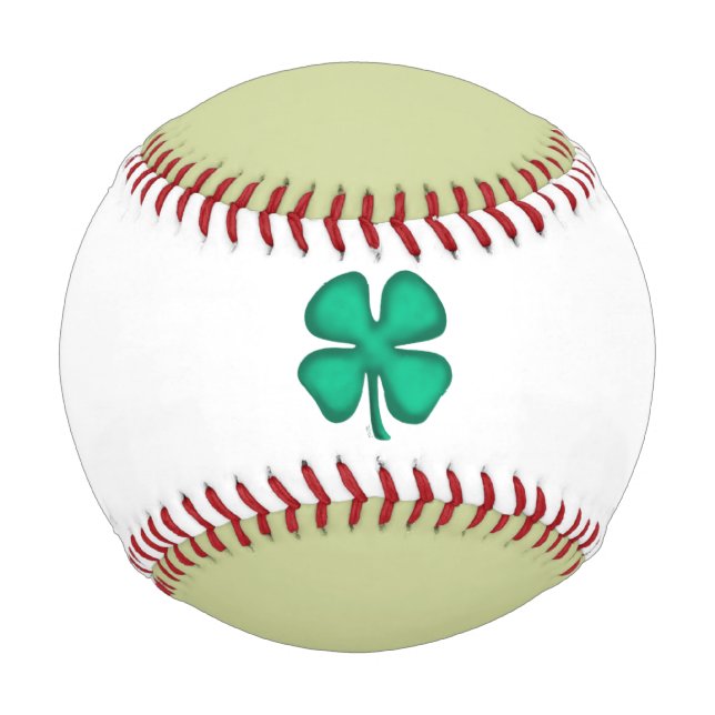 Balle De Baseball Lucky 4 Leaf Irish Clover lt green white basball (Devant)