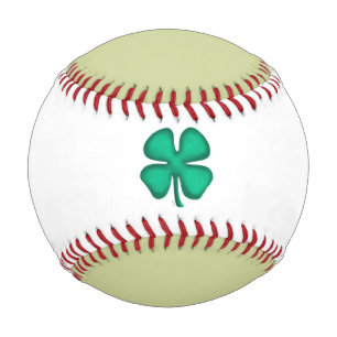 Balle De Baseball Lucky 4 Leaf Irish Clover lt green white basball