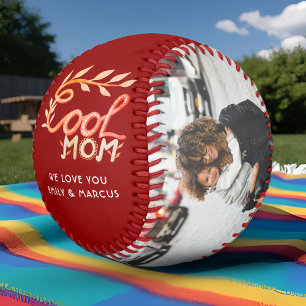 Balle De Baseball Maman Cool Lettre Main Mère Photo Rouge