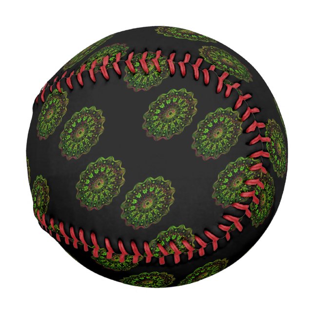 Balle De Baseball mandala vert et rose (Devant Droite)
