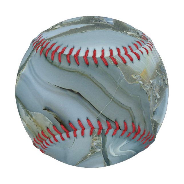 Balle De Baseball Marbre gris bleu avec Veine or (Devant)