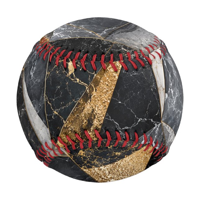 Balle De Baseball Marbre Noir d'Émeraude de Luxe (Dos)