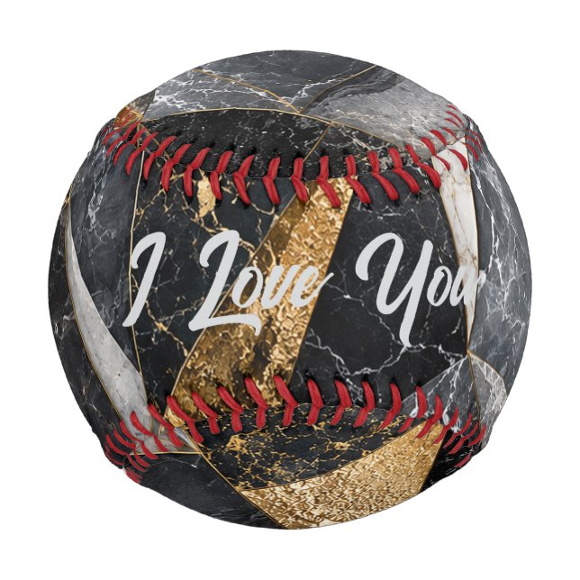 Balle De Baseball Marbre noir d'émeraude d'or de luxe (Dos)