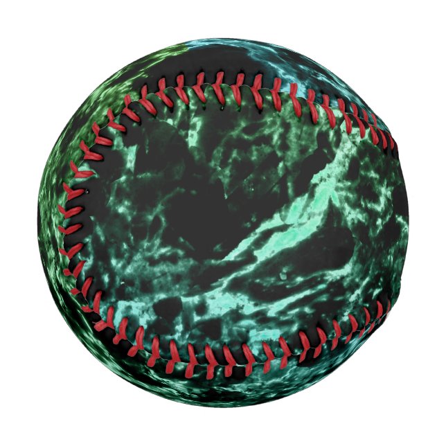 Balle De Baseball Marbre vert sur noir (Devant Gauche)