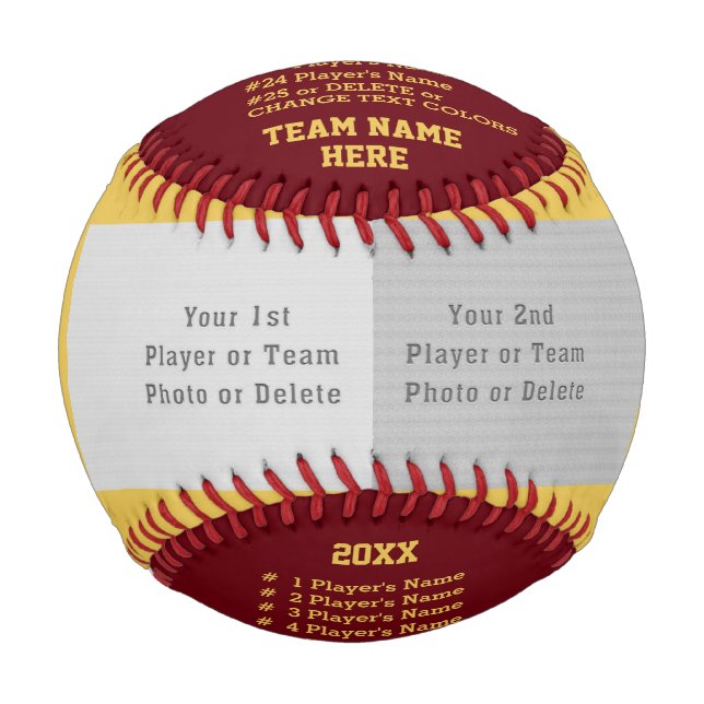 Balle De Baseball Maroon Gold, BASEBALL Custom, pour les joueurs, En (Devant)
