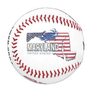Balle De Baseball Maryland États-Unis Retro State Map Vintage USA