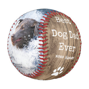 Balle De Baseball Meilleur Chien Papa Jamais  Barn Wood Deux Fêtes d