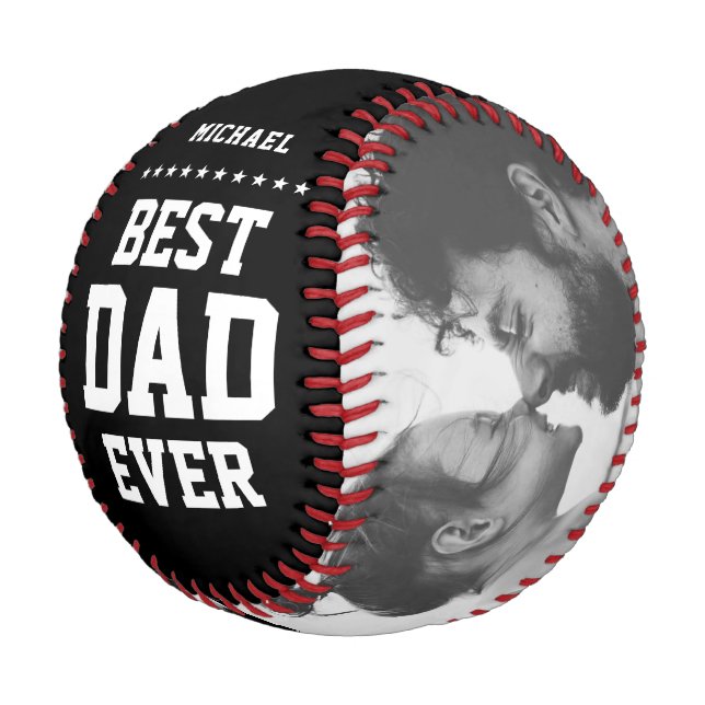 Balle De Baseball MEILLEUR DAD JAMAIS Cool moderne Nom et message ph (Angle)