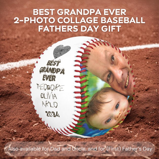 Balle De Baseball Meilleur Grand-Père Éver 2-Photo Collectionner (Best Grandpa Ever 2-Photo Baseball Gift for Grandfather. Perfect for Father's Day.)
