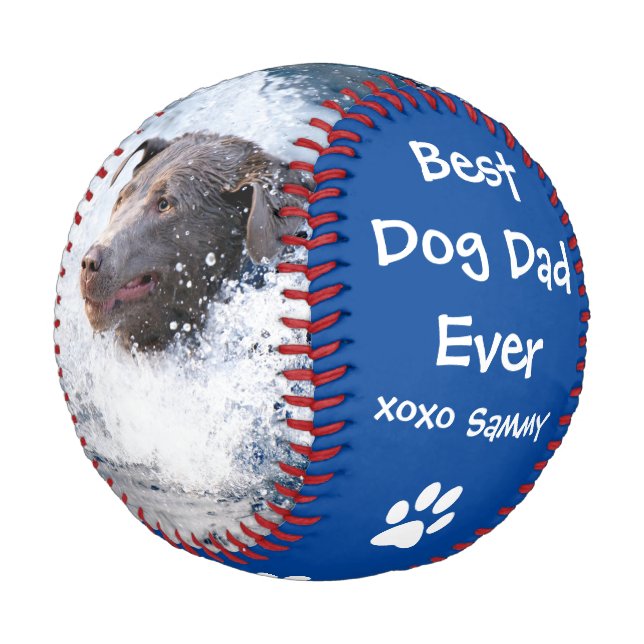 Balle De Baseball Meilleur papa chien ever deux photo Fête des pères (Angle)