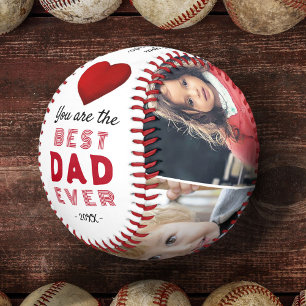 Balle De Baseball Meilleur Papa Cœur Rouge 4 Collage de Photos