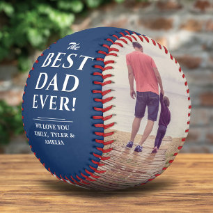 Balle De Baseball Meilleur Papa Collage Photo 2 Journee du Pere Bleu
