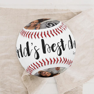 Balle De Baseball Meilleur papa du monde deux photo, année et nom
