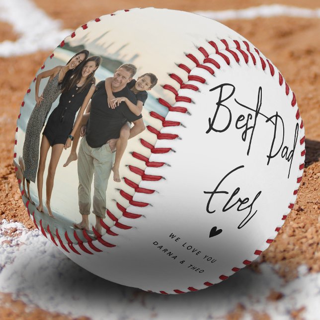 Balle De Baseball Meilleur Papa Ever Script 2x Photo (Best Dad Ever Baseball)