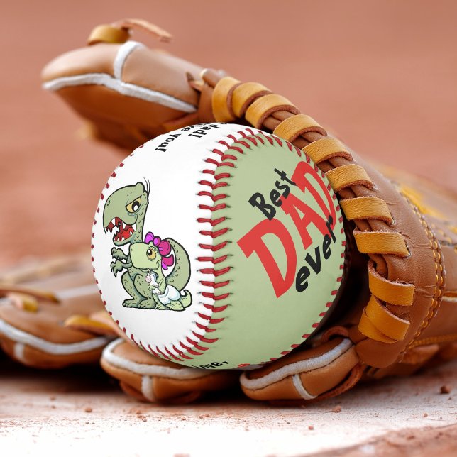 Balle De Baseball Meilleur Papa Jamais Rouge Black Baby Boy Dinosaur (Best Dad Ever Red Black Baby Boy Dinosaur Baseball)