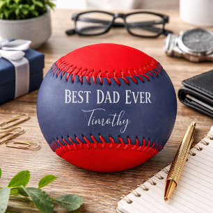 Balle De Baseball Meilleur papa jamais rouge et bleu
