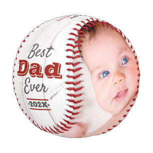 Balle De Baseball Meilleur Papa Jamais Typographie Rouge Bois Rustiq
