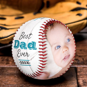 Balle De Baseball Meilleur Papa Jour Turquoise Typographie Blanc Rus