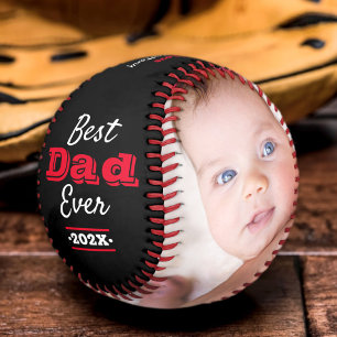 Balle De Baseball Meilleur papa noir gras rouge typographie photo co