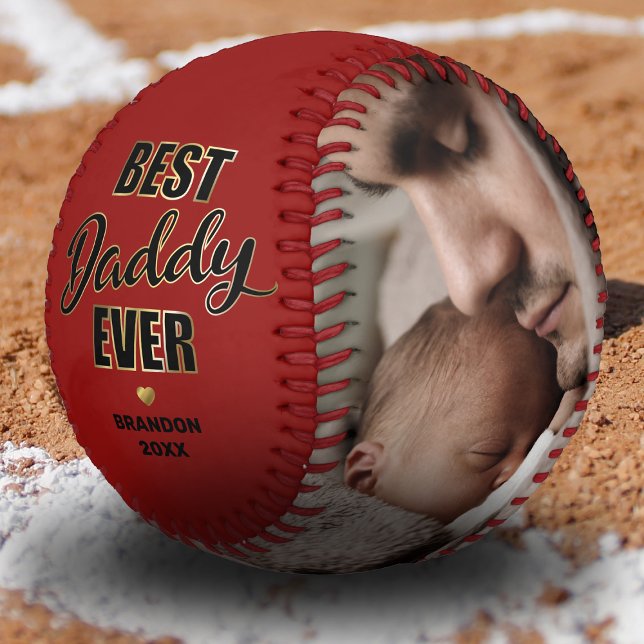 Balle De Baseball Meilleur Papa Photo Baseball Ever (Créateur téléchargé)