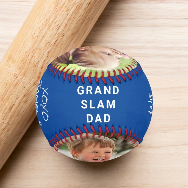 Balle De Baseball Meilleur Papa Photo Bleu (Créateur téléchargé)