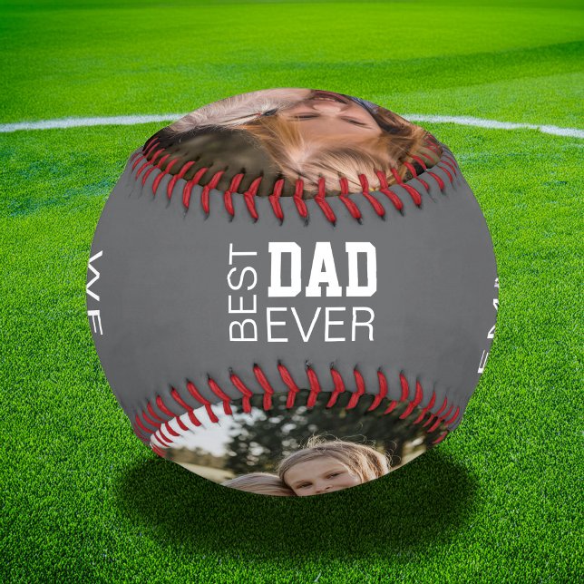 Balle De Baseball Meilleur papa photos personnalisées (Create your own custom photos Best Dad Baseball Gift by MINTIC DESIGN STUDIO)