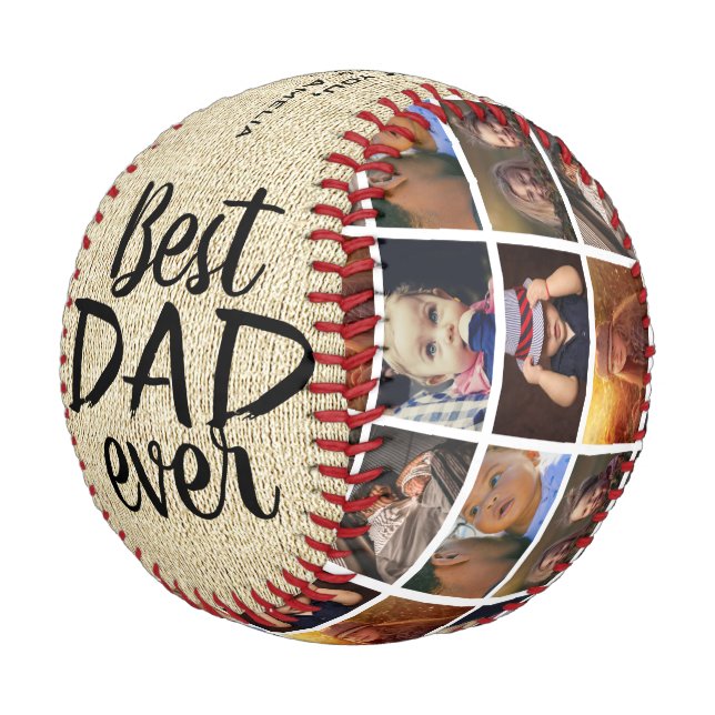Balle De Baseball Meilleur Papa Rustique Bois Rustique 6 Collage Pho (Angle)